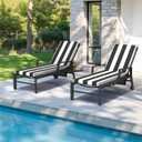 Crestlive Products Outdoor Chaise Lounge Cushions , Water Resistant Fade Resistant Patio Furniture Lounge Chair Cushion,80" L x 23" W, Stripe Black+White, 80X23
