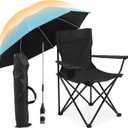1 Set Beach Chair with Adjustable Umbrella for Adult, Low Folding Chair Detachable with Armrests Cup Holder, 360 Degree Universal Clamp UV Protection Umbrella for Sand Camping Pool