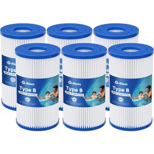 6 Pack Type B Pool Filter Replacement for Intex 2500 GPH, 29005E Filter Pump, Type B Pool Filter Cartridge for Easy Set Above Ground Pools