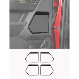 Savadicar Black Wood Grain Interior Accessories - Door Speaker Bezel Trim Cover for Ford F150 (2021-present) - Premium Texture Interior Decor Upgrade Option, 4-Piece Set