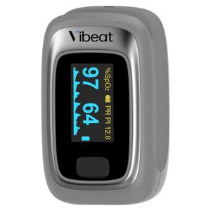 Fingertip Pulse Oximeter, Vibeat Portable SPO2 Monitor with Pulse Rate, Finger Blood Oxygen Saturation Meter with 12 Sets of Data Records, Gray