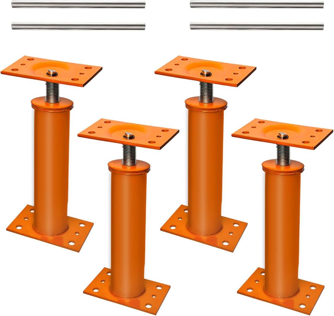 House Jacks for Leveling, 11"-17" Adjustable House Jack Post Basement Floor Jack, Floor Joist Jack Steel Telescoping Jacks, Heavy Duty House Foundation Jacks for Leveling Crawlspace Permanent (11-17 inches / 4 Pack, Orange)