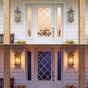 Large Solid Copper Outdoor Wall Light, 20" Satin Brass Porch Lantern with Beveled Clear Glass, Weather-Resistant Exterior Wall Sconce for Front Door, Garage & Entryway, E26 Base