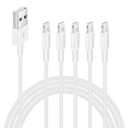 [ MFi Certified ] 5Pack 6ft iPhone Charger Cable, Long Lightning Cable 6 Foot, High Fast 6 Feet iPhone Charging Cable Cord Connector for iPhone 12 Mini 12 Pro Max 11 Pro MAX XS Xr X 6 AirPods (white)