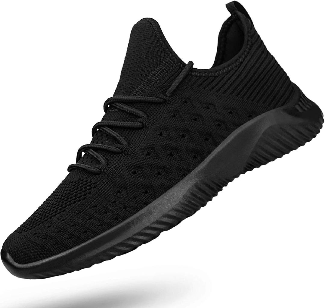 Feethit Mens Slip On Walking Shoes Lightweight Breathable Non Slip Running Shoes Comfortable Fashion Sneakers for Men (10.5, Black)