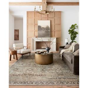 Loloi Layla Collection LAY-03 Olive/Charcoal 5'-0" x 7'-6" .13" Thick Area Rug, Soft, Durable, Vintage Inspired, Distressed, Low Pile, Non-Shedding, Easy Clean, Printed, Living Room Rug
