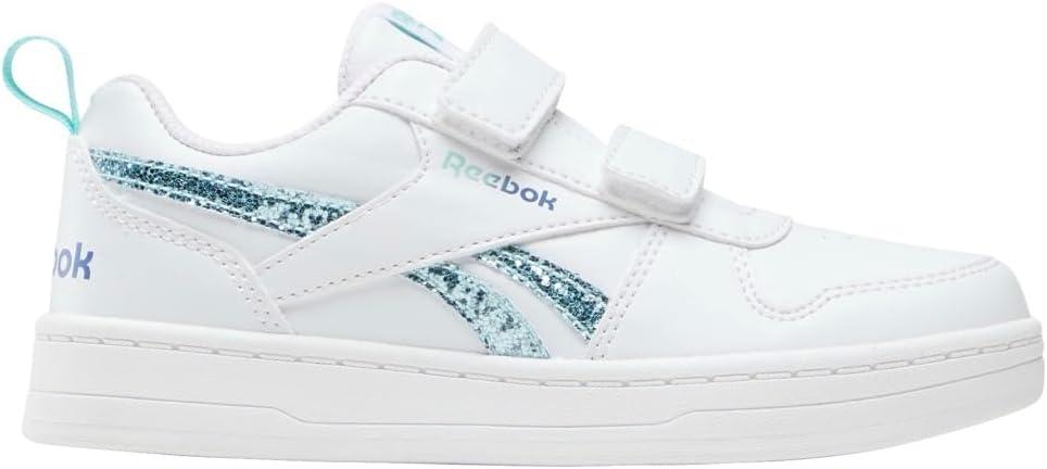 Reebok Kid's Royal Prime 2.0 Two Strap Sneaker, White/AI Aqua/Optimum Blue, Little Kid 11