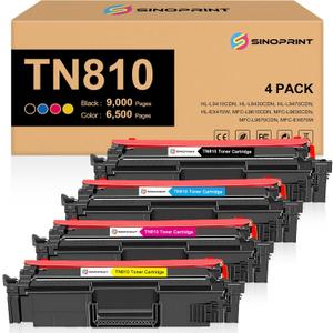 TN810 TN-810 Toner Cartridge Replacement with CHIP TN 810 TN810XL Toner Use for Brother HL-L9410CDN MFC-L9610CDN HL-L9430CDN HL-L9470CDN MFCL9610 HL-EX470W MFCEX670W Printer(4 Pack- BCMY)