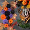 21 PCS Pumpkins Decor Set, 3 Sizes Fake Velvet Pumpkin, Black Purple Orange Small Foam Pumpkin, Autumn Table Centerpiece for Thanksgiving Farmhouse Fall Harvest Halloween Party Decorations