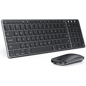 seenda Bluetooth Keyboard and Mouse for Mac, SKM64-2 Multi-Device Rechargeable Slim Wireless Keyboard Mouse Stainless Steel Full Size, Compatible with MacBook Pro/Air, iPad, Mac - Space Gray