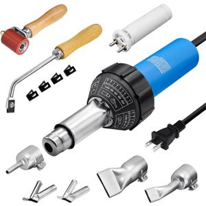 Hot Air Plastic Welder 1600W Plastic Welding Roofing Kit 110V, Vinyl PVC TPO Welding Handheld Plastic Hot Air Heat Gun Welding Torch with Various Nozzles (Standard Ver.)
