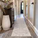 Rugshop Bohemian Stripes Non-Slip Washable Runner Rug Beige 2' x 10'