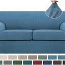 Turquoize 3 Piece Sofa Covers for 2 Cushion Couch Sofa Slipcover Soft Couch Cover for Dogs-Washable Sofa Furniture Covers with 2 Individual Cushion Covers, Thick Fabric (2 Cushion Sofa, Dusty Blue)