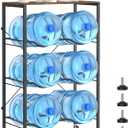3 Tier 5 Gallon Water Jug Holder 6-Tray Water Jug Rack with Top Shelf and 4 Wheels Heavy Duty Movable Water Jug Stand,5 Gallon Water Bottle Holder for Kitchen Office Living RoomBrown