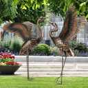 chisheen Garden Statue Outdoor Metal Heron Crane Yard Art Sculpture for Lawn Patio Backyard Decoration,46 inch (2-Pack)