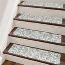 PURE ERA Cushioned Stair Mat, 8 x 30 Inch Non-Slip Stair Treads, Staircase Step Treads Foam Stair Pads, Tape Free Durable Stair Treads for Wooden Steps Washable, Easy to Clean (12 Pieces)