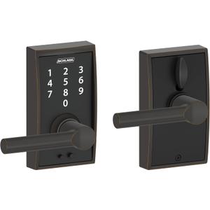 Schlage Touch Century Electronic Lock with Lever Handle, Touchscreen Keypad, Keyless Front Door Entry, Aged Bronze, FE695 CEN 716 BRW