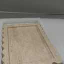 Scalloped Marble Decorative Tray,Luxury Natural Stone Bathroom Vanity Tray, Dresser Top Perfume Coffee Home Kitchen Toilet Sink Tray, Key Trinket Ring (Travertine, 10.8 * 8)