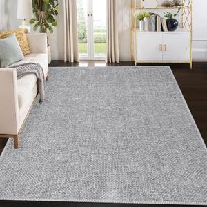 9x12 Area Rug Large Machine Washable Modern Solid Textured Area Rug Contemporary Stain Resistant Non-Slip Accent Rug Foldable Floor Cover Carpet Rug for Living Room Decor, Light Grey
