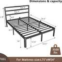 14 Inch Full Bed Frames, Metal Bed Frame with Head Board, No Box Spring Needed, Heavy Duty Steel, Anti-Slip Mattress Stoppers, Noise Free, Round Corner Legs, Easy Assembly, Black
