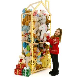 PUTSKA Extra Large Stuffed Animal Storage Zoo - Wooden Stuffed Animal Holder and Organizer, Stuffy & Plushies Storage, Space-Saving Plush Toy Holder for Nursery, Playroom or Kids Room