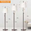 JUNNAI Modern Floor Lamp Adjustable Height Standing Lamp Tall Lamp with 3 Color Temperatures Floor Lamps for Living Room Bedroom Office Beige Shade Bulb Included-Brown