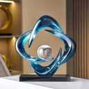 Abstract Art Sculpture, Resin Gold Decorative Statue, Modern White Ornaments for Living Room, Decorativas Modernas for Coffee Table/Entryway/Office Collectibles (Blue)