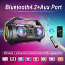 Bluetooth Speaker, 30W Portable Bluetooth Boombox with Subwoofer, FM Radio, RGB Colorful Lights, EQ, Stereo Sound, Booming Bass, 10H Playtime Wireless Party Speaker for Home, Outdoor, Travel, Camping  Black Gold