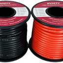 16 Gauge Silicone Wire 50 Feet Black + 50 Feet Red, Flexible 16 AWG Stranded Wire, 252 Strands Tinned Copper Conductor, High Temp Rated 200 - Car, Inverter, Battery, Automotive