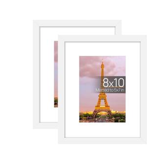 upsimples 8x10 Picture Frame Set of 2,  Made of High Definition Glass for 8 x 10, Wall and Tabletop Display Thin Border Photo Frames for Home Decor, White upsimples 8x10 Picture Frame Set of 2,  Made of High Definition Glass for 8 x 10, Wall and Tabletop Display Thin Border Photo Frames for Home Decor, White