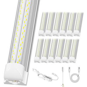 ELEKICO 12 Pack Super Bright 100w 8ft Led Shop Light, 15000lm 5000k V Shape 8' Led Shop Lights 8ft, Linkable 96" 8 Foot Shop Lights for Garage Workshop Shop Warehouse Lighting