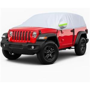 KPFILEH Half Car Cover for SUV, 161.4" Windproof Windshield Cover, Dustproof Auto Sunroof Covers with Reflective Straps, All Season Universal Waterproof Vehicle Window Sun Protector(SUV)