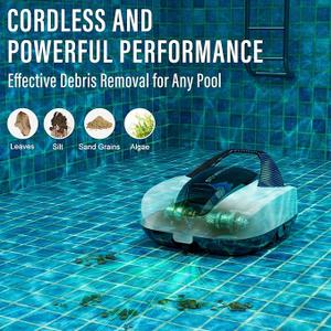 Starrybot Cordless Robotic Pool Cleaner, Portable Swimming Robotic Pool Vacuum Self-Parking Technology, Ideal for Above-Ground Pools up to 900 Sq.Ft, White