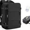 Vacuum Travel Backpack with Pump Women,Personal Item Carry on Backpacks Flight Approved 18x14x8 inches Men,Laptop Waterproof Work Compression bags Casual Daypack Mochila de Viaje Compresion al Black (Medium)