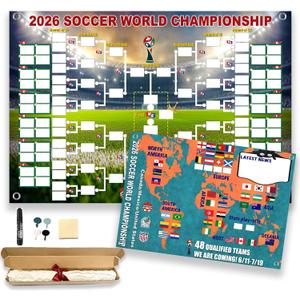 3 x World Cup 2026 Schedule Poster&Final Round 48-Team Collection Showcase,2-in-1 Double-Sided Functional Poster Football Merchandise Decorations,Soccer Match Decor Wall Chart,Great Gifts for Soccer Fans (30.3"L x 21.3"W), 24"L x 24"W