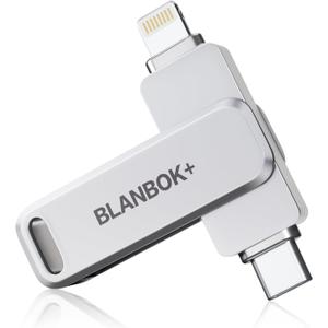 MFi Certified 256GB iPhone Photo Stick, USB Flash Drive for Photo/Video Backup, High-Speed Thumb Drive Compatible for iPhone/iPad/Android/PC (Silver)