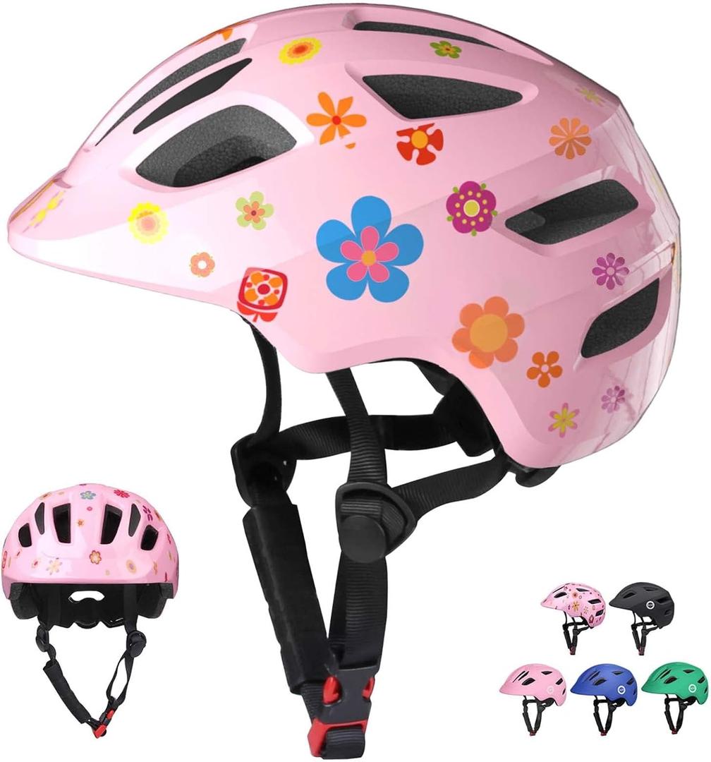 XJD Toddler Helmet Kids Bike Helmet for Infant/Baby Multi-Sport Adjustable Skateboard for Kids Boys Girls Lightweight for Age 1 and Older (Small: 20.47"- 22.05" / 52-56 cm, Pink Flowers)