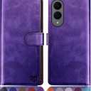 SUANPOT Compatible with Samsung Galaxy S25 Edge Wallet case with RFID Blocking Credit Card Holder,Flip Book PU Leather Protective Cover Women Men for Samsung S25 Edge case Purple