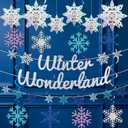Winter Wonderland Banners, Glittery Snowflakes Hanging Swirls, 3D Laser Paper Snow Flakes for Winter Wonderland Frozen Party Decorations, Christmas Party Decoration, Birthday Home Decor.