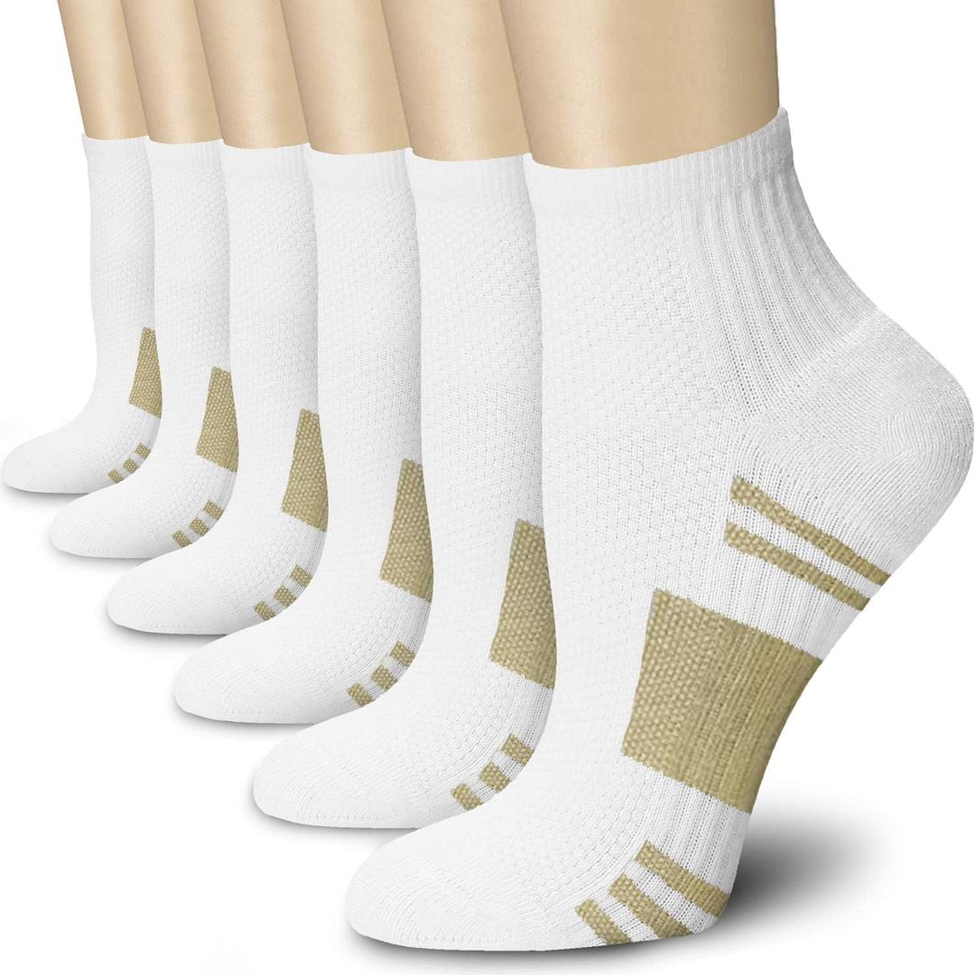 CHARMKING Compression Socks for Women & Men Circulation 15-20 mmHg is Best for Athletic Running Cycling Nurse Daily Wear (White, L)