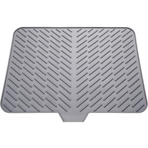 Silicone Drying Mat, 23"X17" With Built-in Drain Lip,Heat-Resistant,Eco-friendly,Hygienic Drying Pad,Leak-Proof and Non-Slip,Silicone Dish Drying Mat for Kitchen Counter or Sink（Gray 23X17）
