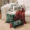 Christmas Tree Pillow Covers 12x20 Decorative Christmas White Throw Pillow Cases Winter Holiday Couch Cushion Case for Sofa Bed Room Home Decor