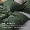 Bedsure 100% Washed Cotton Duvet Cover Queen Size - Olive Green Minimalist Bedding Set Linen Like - PureWoven Plain Simple & Soft Comforter Cover for All Seasons (Olive Green, Queen, 90"x90")