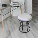 Vanity Stool, Grey Stools for Makeup Room, Round Ottoman Foot Stool, Velvet Footrest Vanity Chair for Bathroom, Bedroom, Living Room Furniture, Entryway, Offices