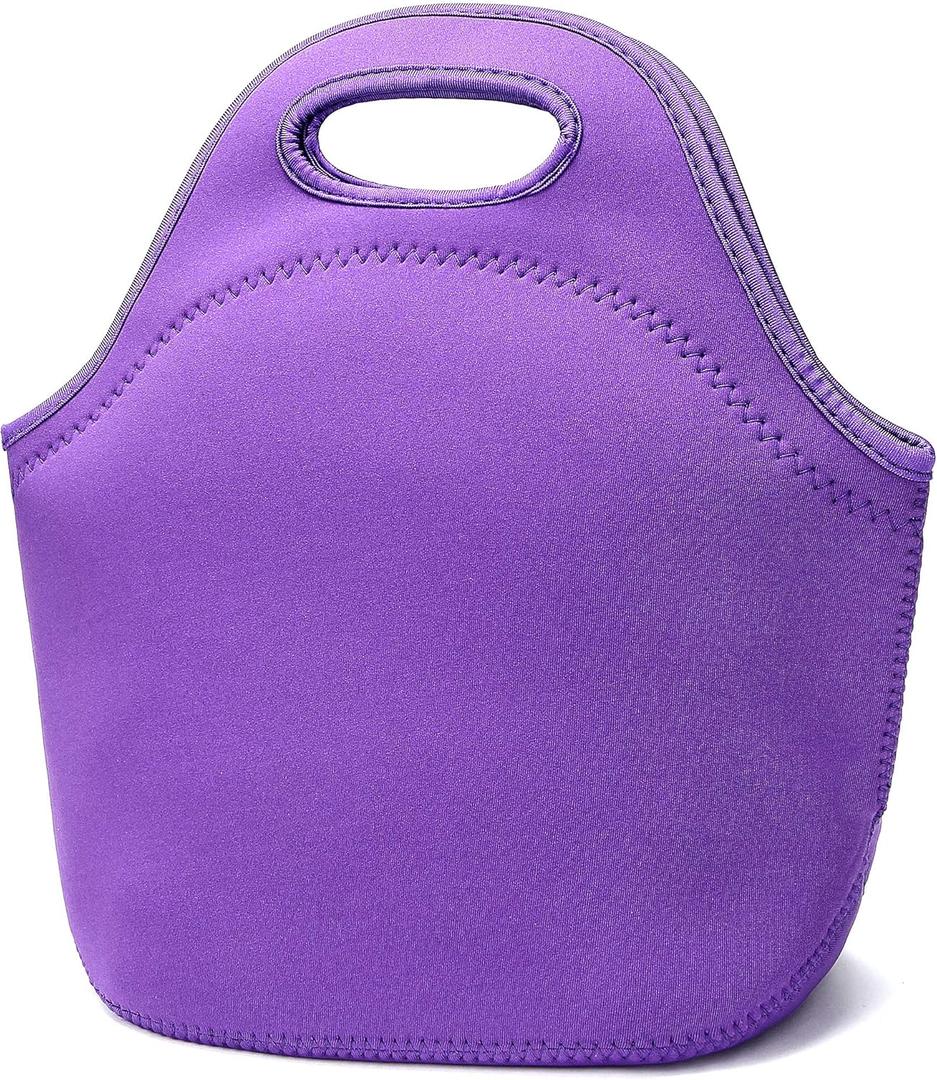 Neoprene Lunch Bag for Women Insulated Lunch Tote Bags Washable Lunch Container Box for Work Picnic Lightweight Meal Prep Bags for Men (Purple)