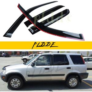 4pcs Compatible with 1997-2001 CR-V CRV Front+Rear JDM Smoke Sun/Rain Guard Outside Mount Tape-On Window Visors