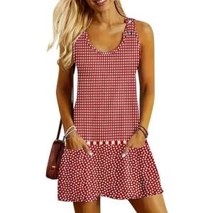 ETCYY NEW Womens Sleeveless Summer Dresses 2026 Casual U Neck Sundresses Striped Printed Short Dress with Pocket,large