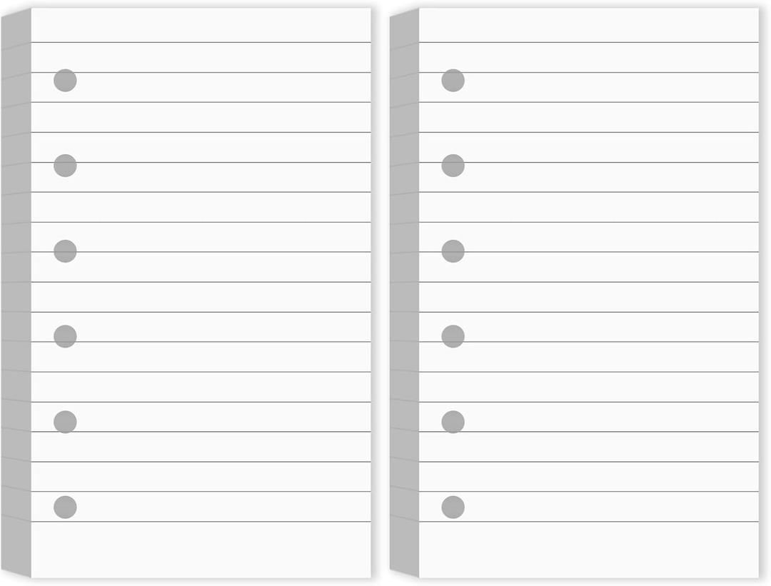 Ireer 6 Hole Mini Lined Paper Refill 200 Sheets Blank Planner Refills Loose Leaf Papers 3 x 5 Inches for Binders Planner Inserts Mini Ruled Filler Books Memo Papers Notebooks(White)