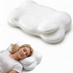 Cloud Pillow,Ergonomic Memory Foam Pillow, Shredded Adjustable Loft for Custom Support, Cooling Bamboo Cover, Cervical Neck Pain Relief for Side, Back & Stomach Sleepers - Queen Size White
