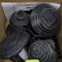 Dynaming 4 Pack Solar Flame Wall Lanterns Outdoor, Solar Powered Wall Mounted Sconce Lights, Flickering Flame LED Light Auto On/Off Hanging Lights, Waterproof for Garage Stair Patio Porch Yard (Warm White)